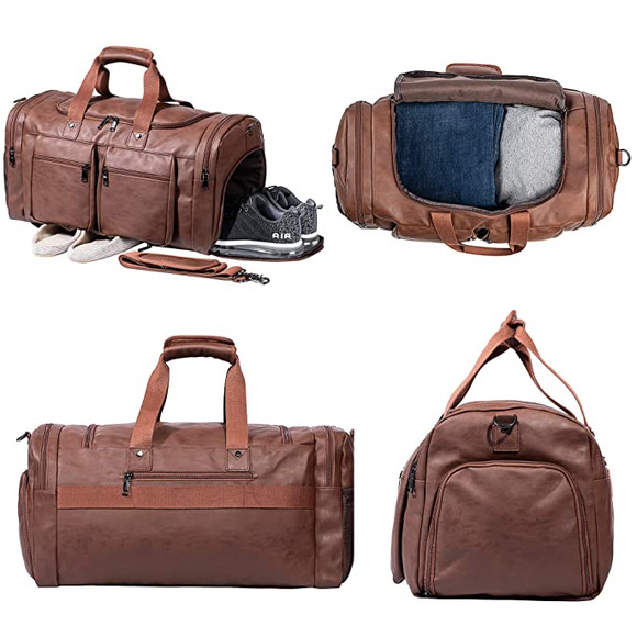 NEW! Leather Ashpel Weekender Travel Tote - Picture 4 of 7